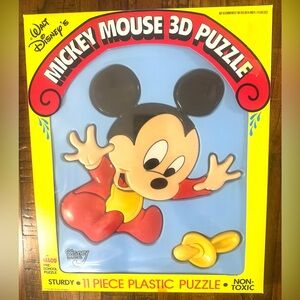 Vintage Disney Babies Mickey Mouse 3-D Puzzle ILLCO Pre-School 11-Piece Plastic